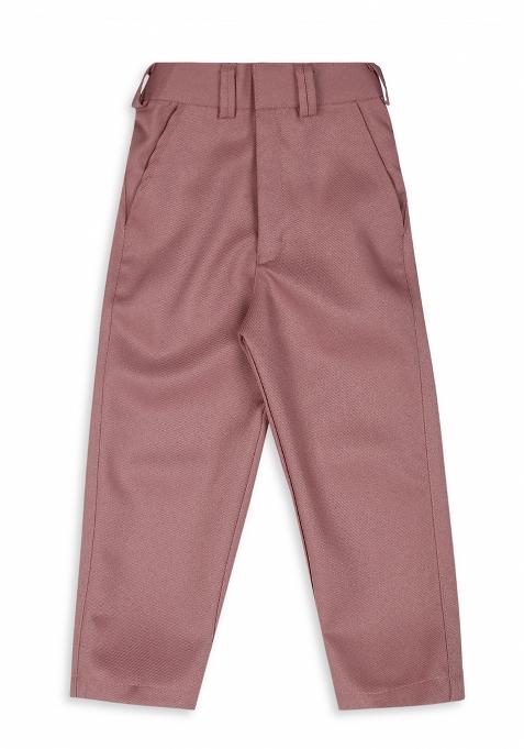 Peach Printed Poly Cotton Nehru Jacket Set For Boy