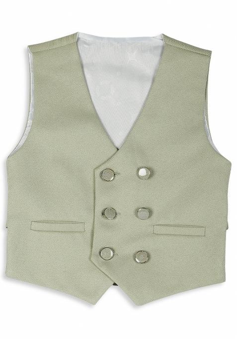 Pista Green Printed Poly Cotton Nehru Jacket Set For Boy