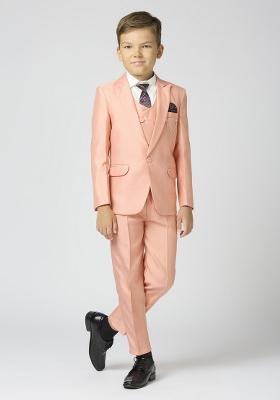 Peach Solid Poly Cotton Suit Set For Boy