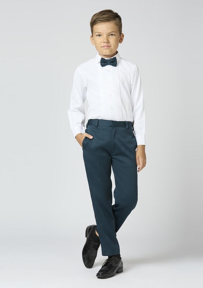 Peacock Green Embroidered Poly Cotton Suit Set For Boy