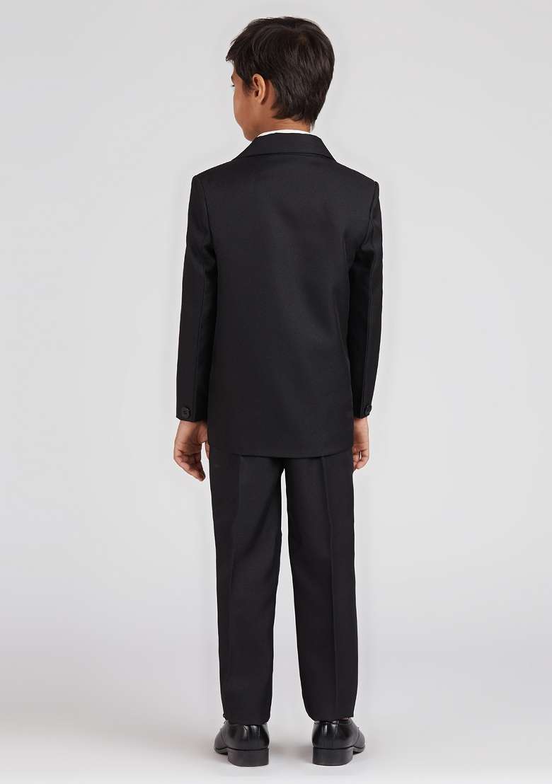 Black Solid Poly Cotton Suit Set For Boy - Indya