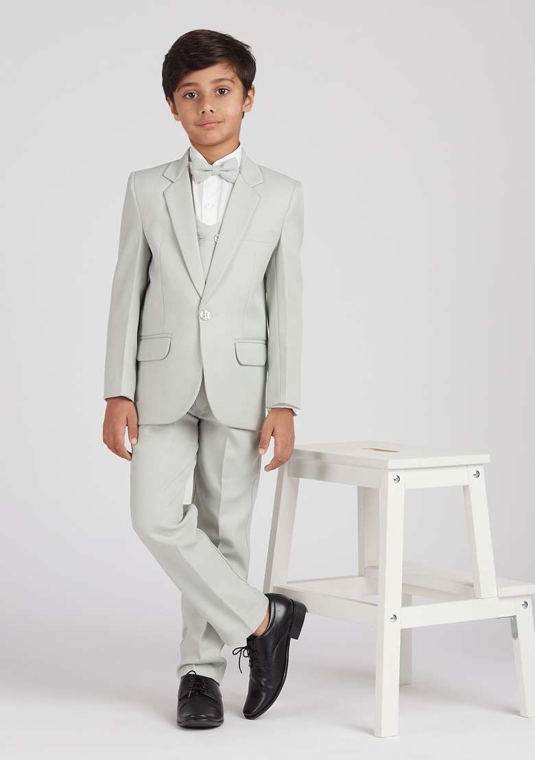 Pista Green Solid Poly Cotton Suit Set For Boy - Indya