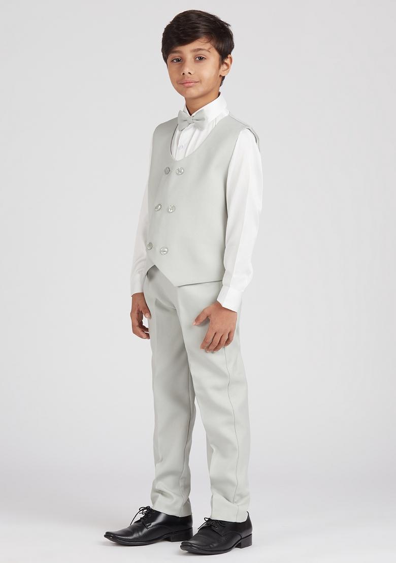 Pista Green Solid Poly Cotton Suit Set For Boy