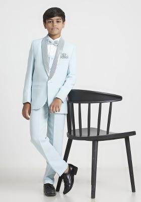 Sea Green Tikali Work Poly Cotton Suit Set For Boy