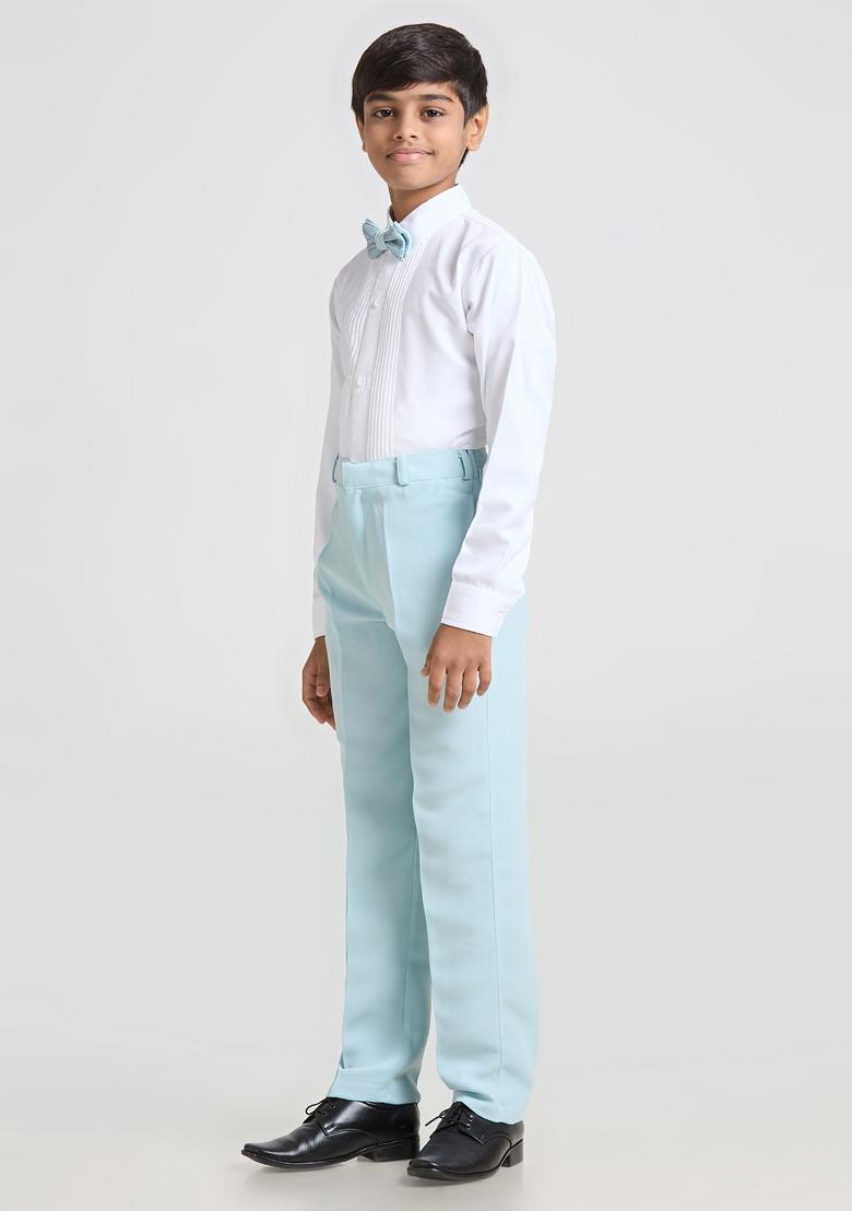 Sea Green Tikali Work Poly Cotton Suit Set For Boy