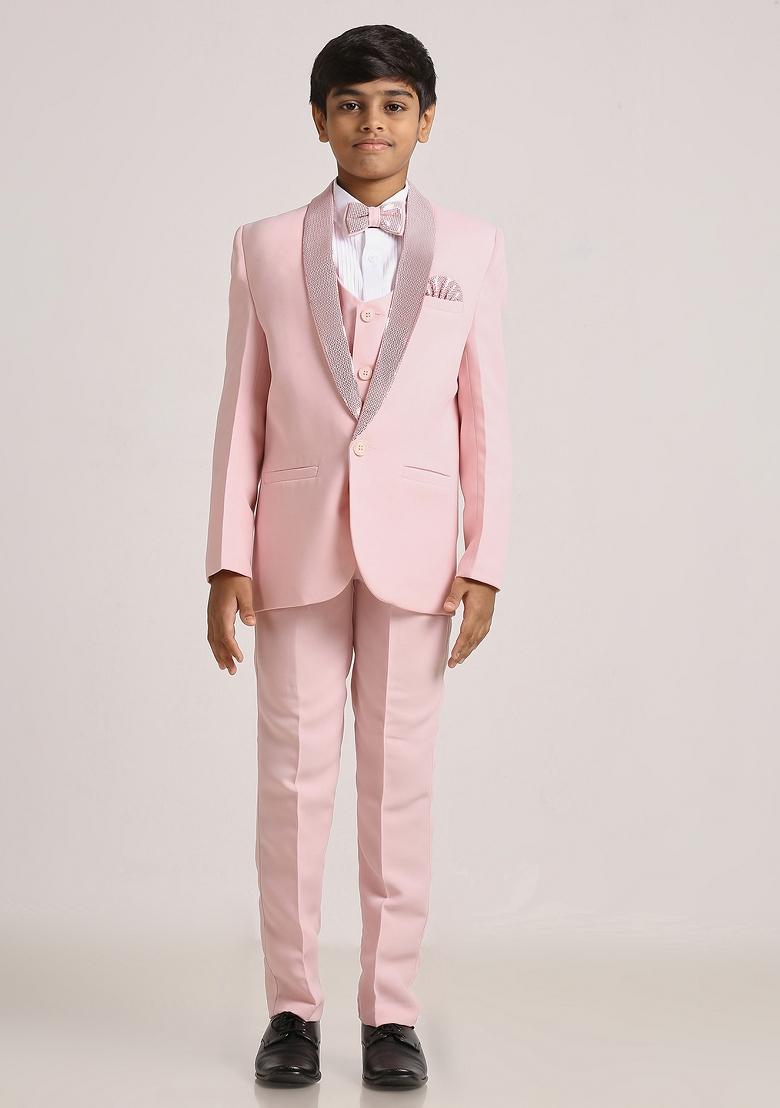 Pink Tikali Work Poly Cotton Suit Set For Boy