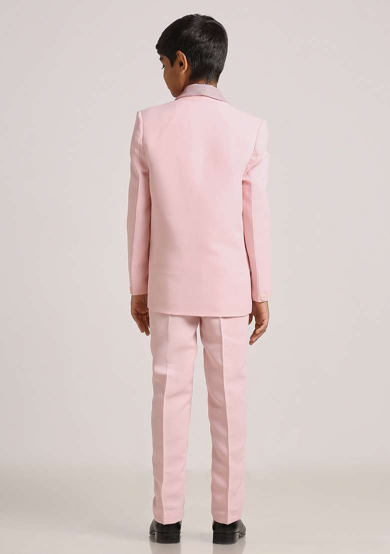 Pink Tikali Work Poly Cotton Suit Set For Boy - Indya