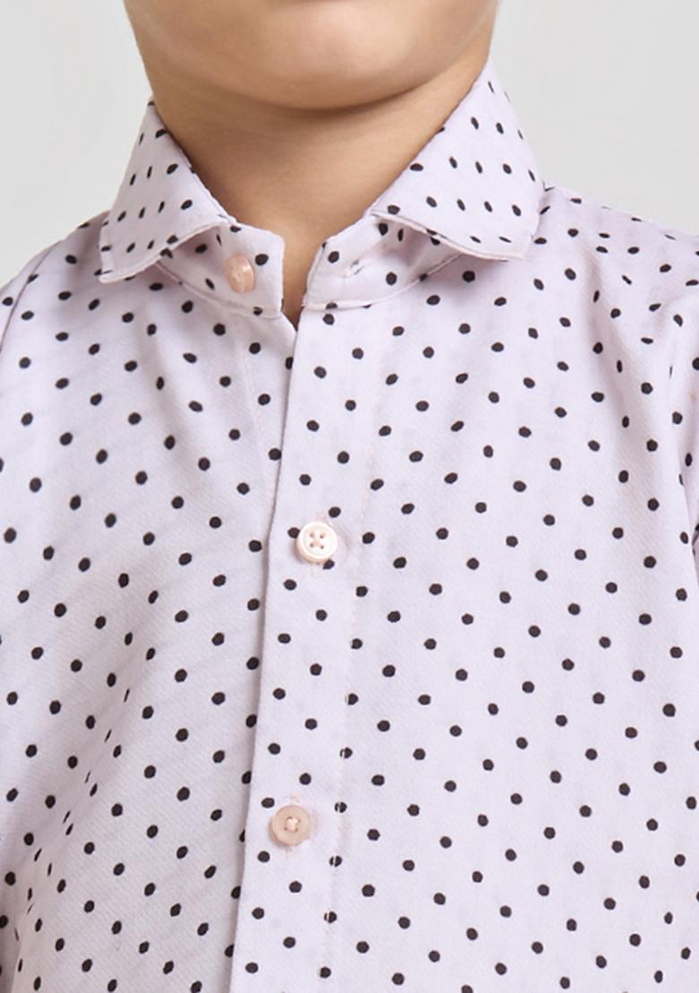 White Printed Lycra Kurta Set For Boy