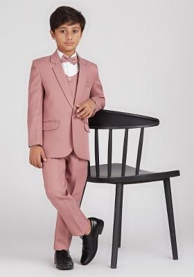 Pink Solid Poly Cotton Suit Set For Boy