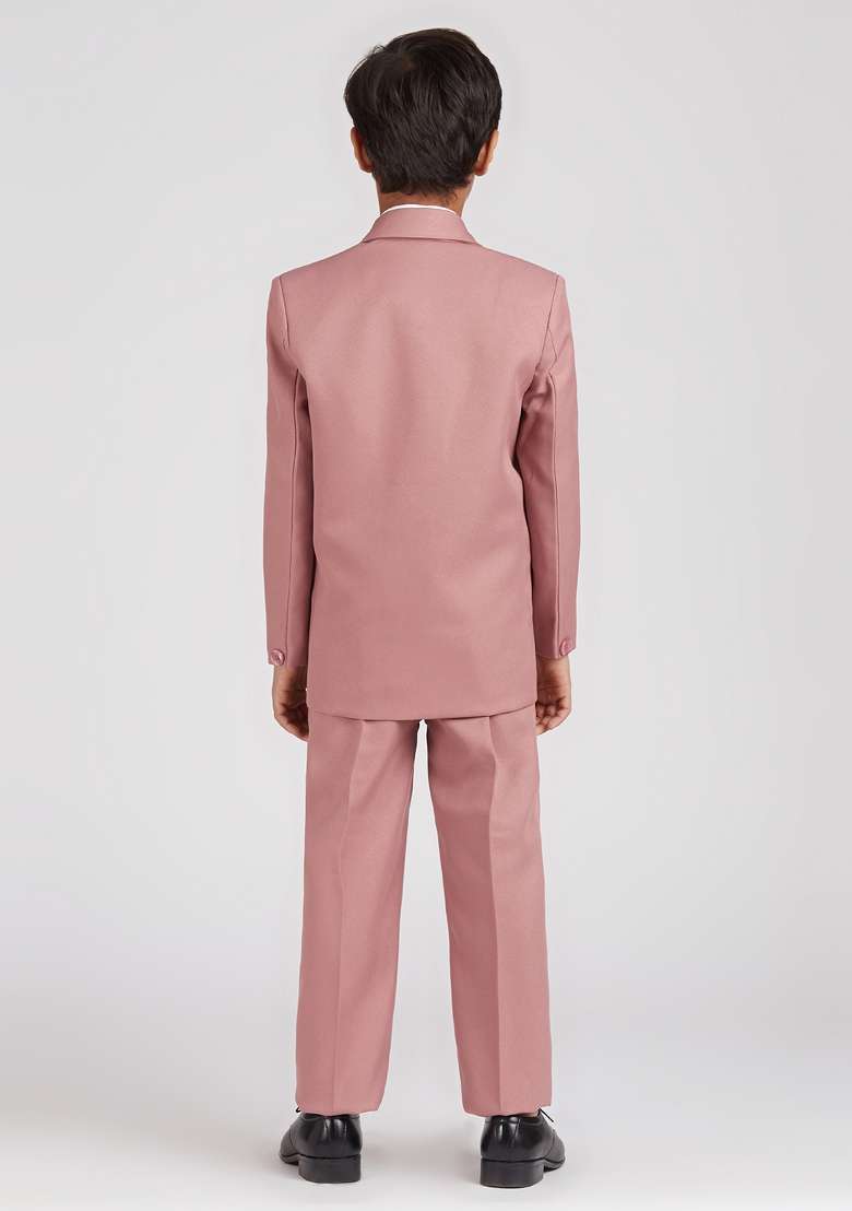 Pink Solid Poly Cotton Suit Set For Boy - Indya