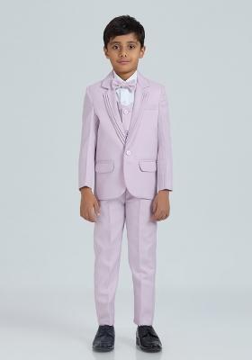 Mauve Solid Poly Cotton Suit Set For Boy