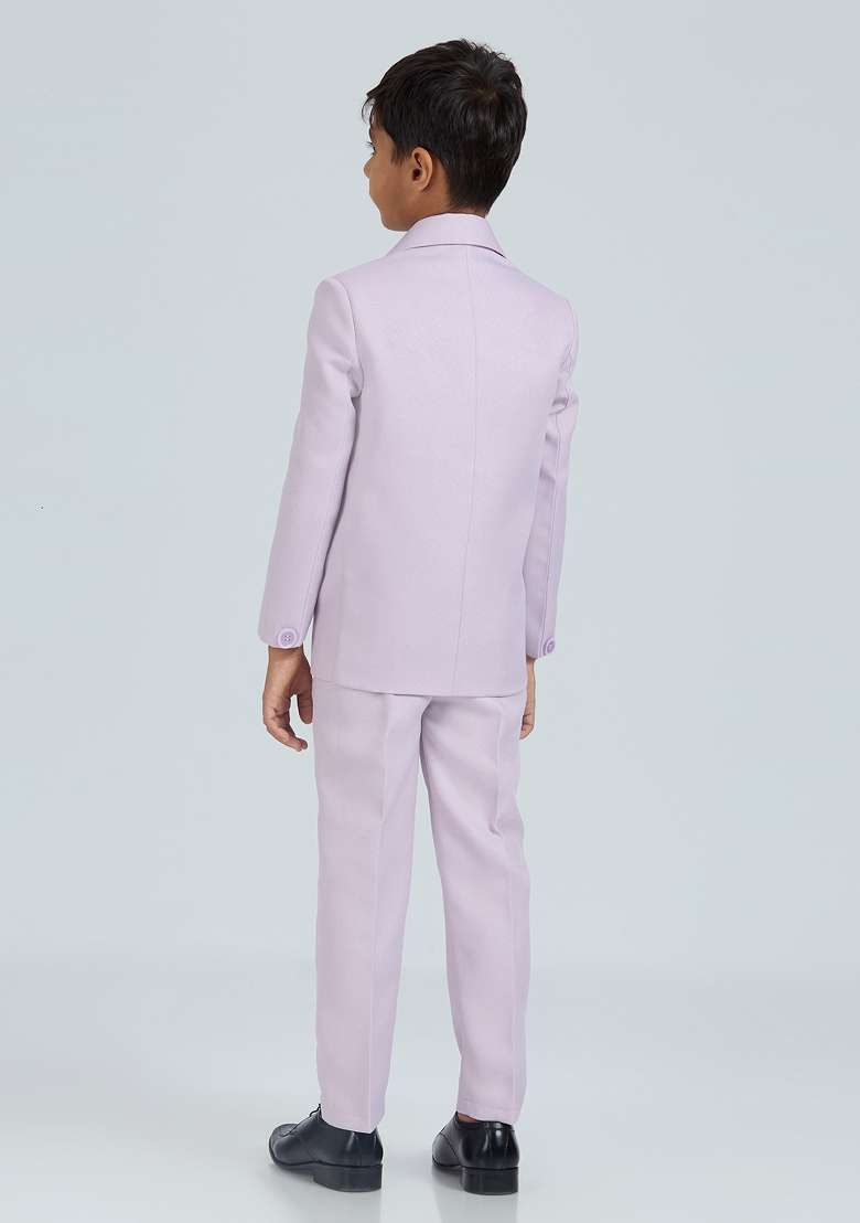Mauve Solid Poly Cotton Suit Set For Boy - Indya