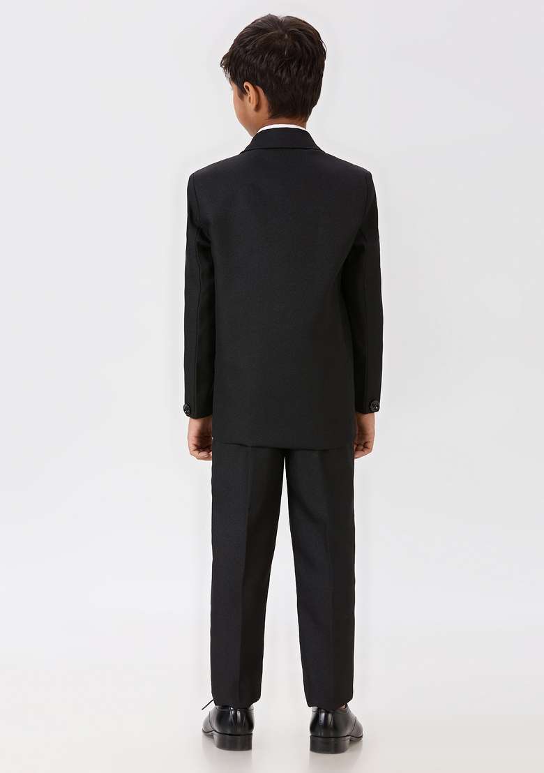 Black Solid Poly Cotton Suit Set For Boy - Indya