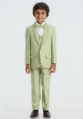 Pista Green Solid Poly Cotton Suit Set For Boy
