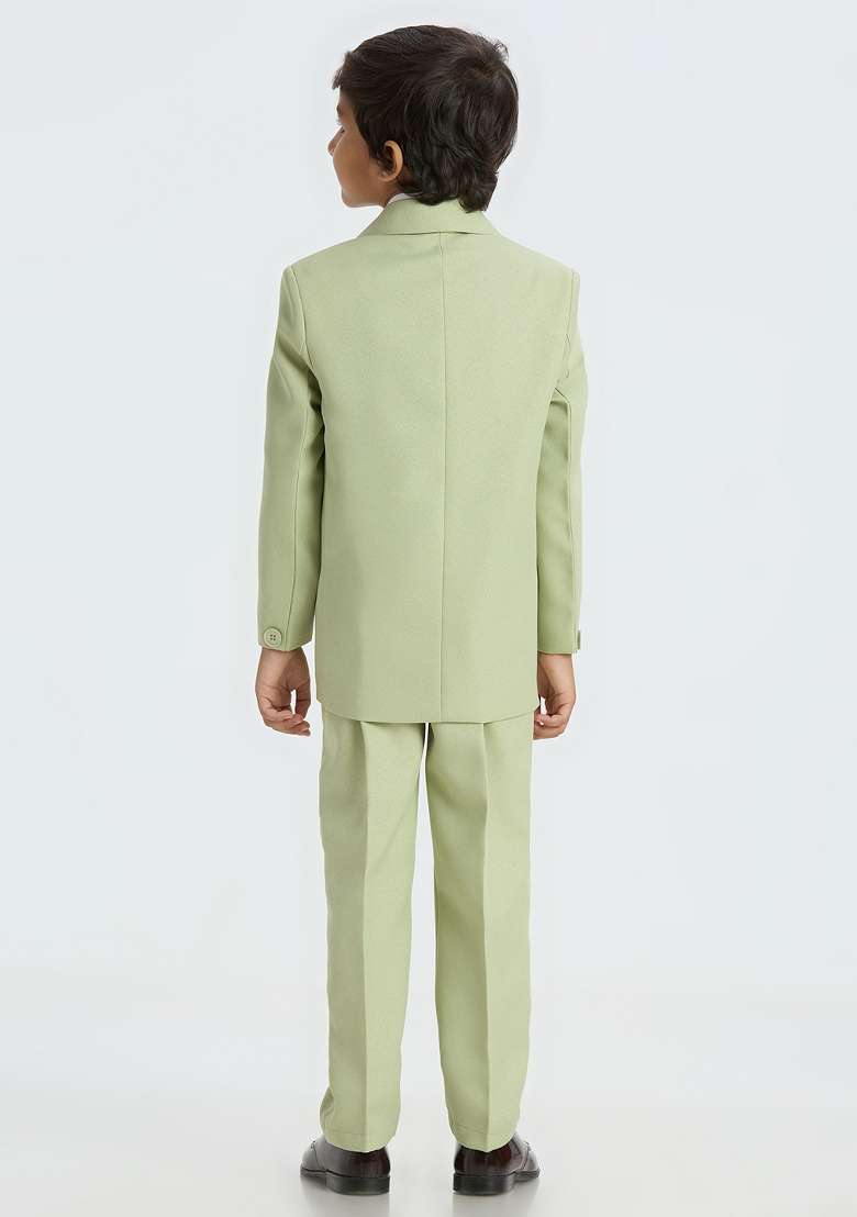 Pista Green Solid Poly Cotton Suit Set For Boy - Indya
