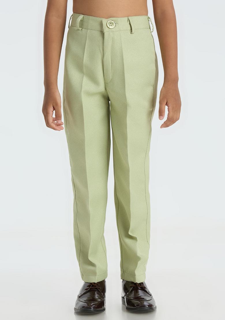 Pista Green Solid Poly Cotton Suit Set For Boy