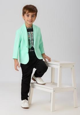 Fluorescent Green Printed Lycra Suit Set For Boy