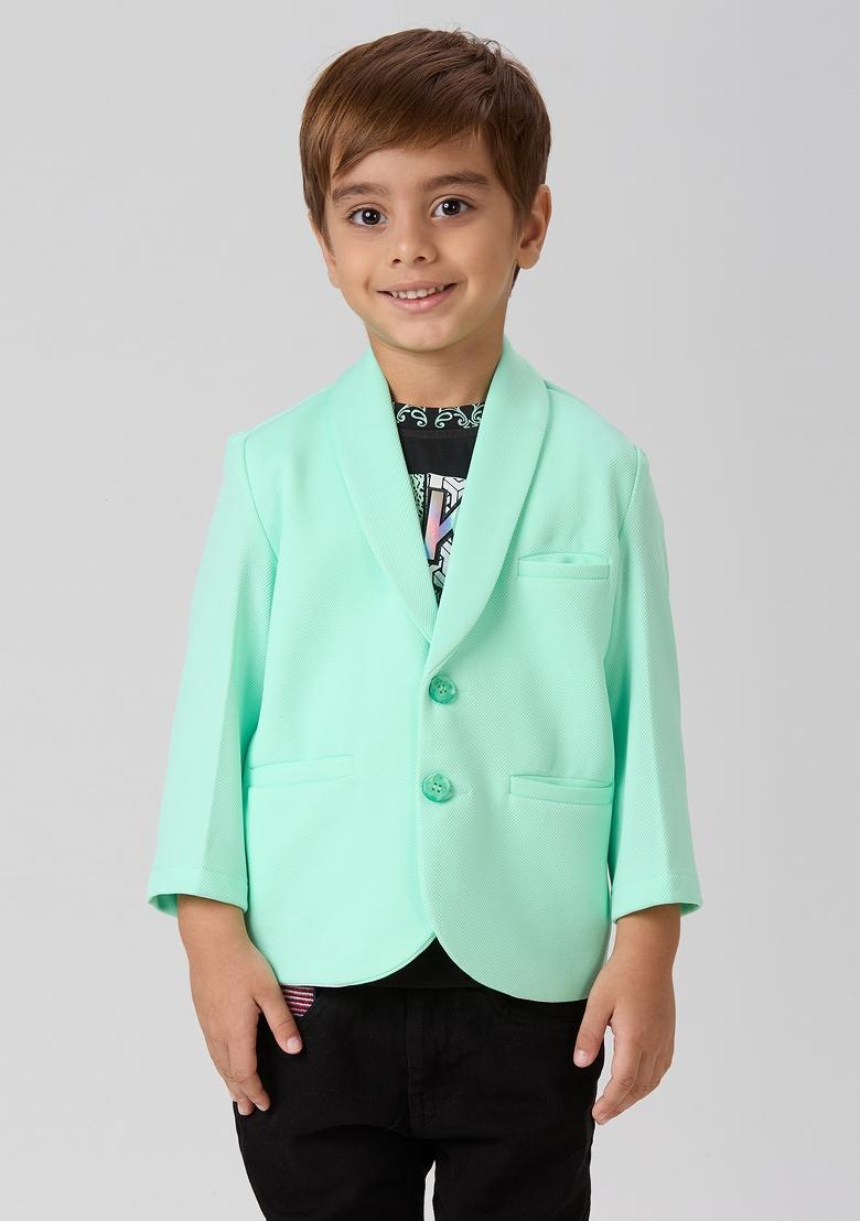 Fluorescent Green Printed Lycra Suit Set For Boy