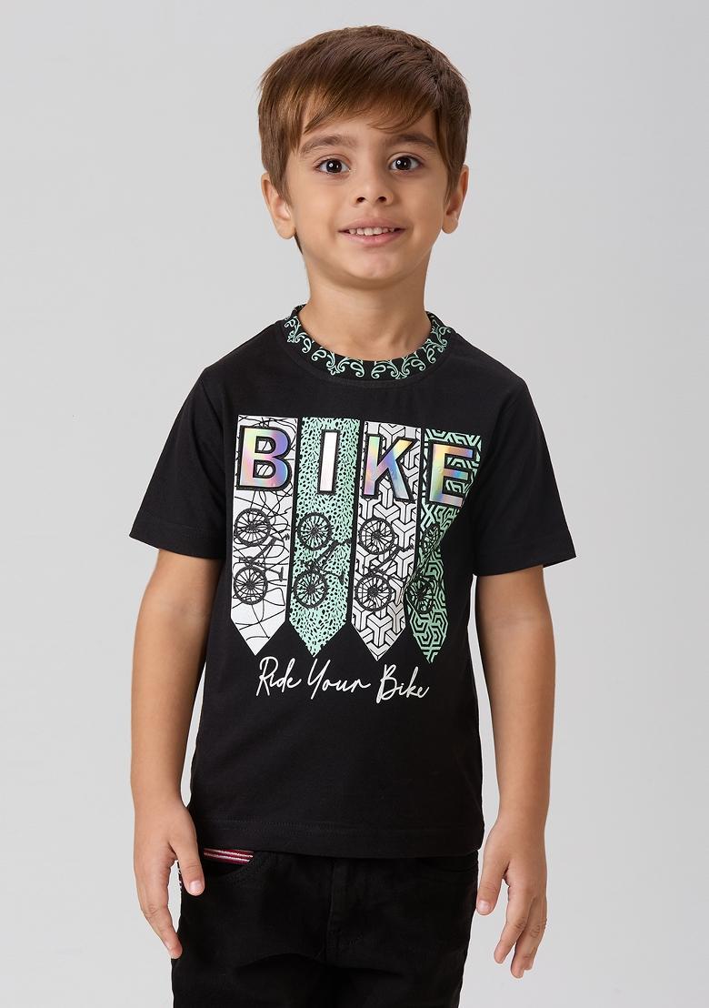 Fluorescent Green Printed Lycra Suit Set For Boy