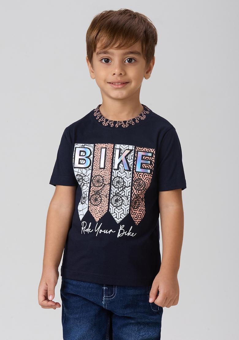 Peach Printed Lycra Suit Set For Boy