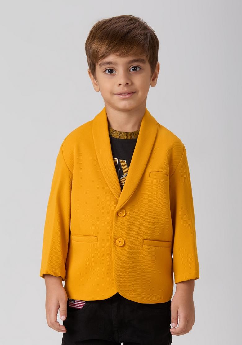 Orange Printed Lycra Suit Set For Boy