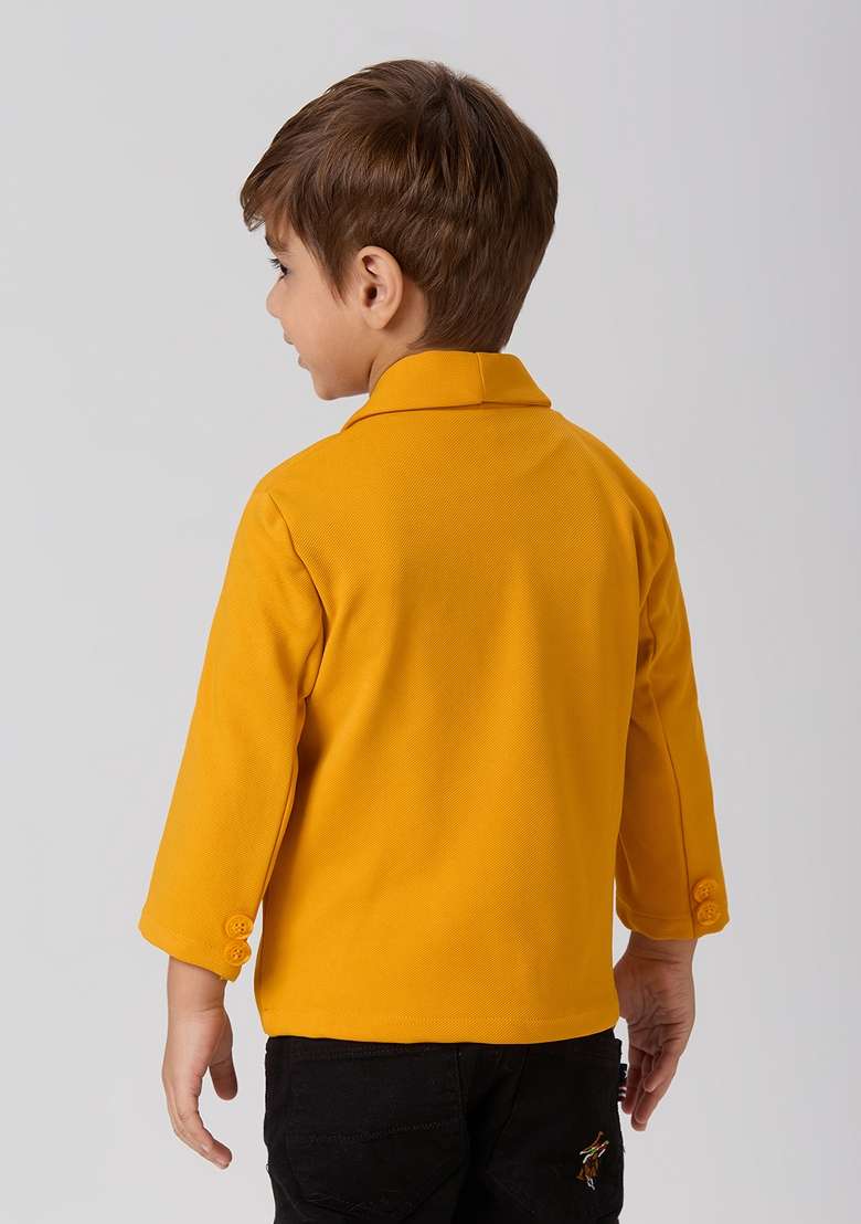 Orange Printed Lycra Suit Set For Boy - Indya