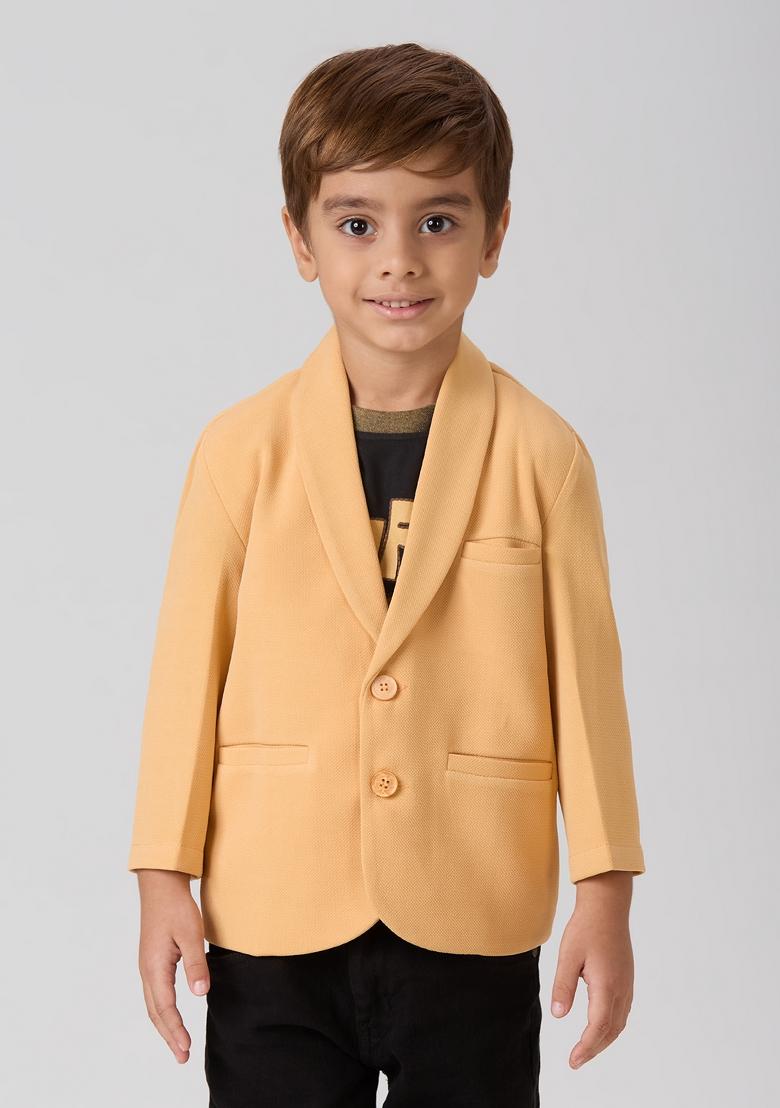 Beige Printed Lycra Suit Set For Boy - Indya