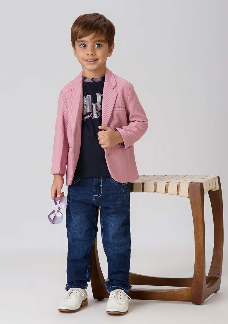 Pink Printed Lycra Suit Set For Boy - Indya