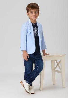 Sky Blue Printed Lycra Suit Set For Boy