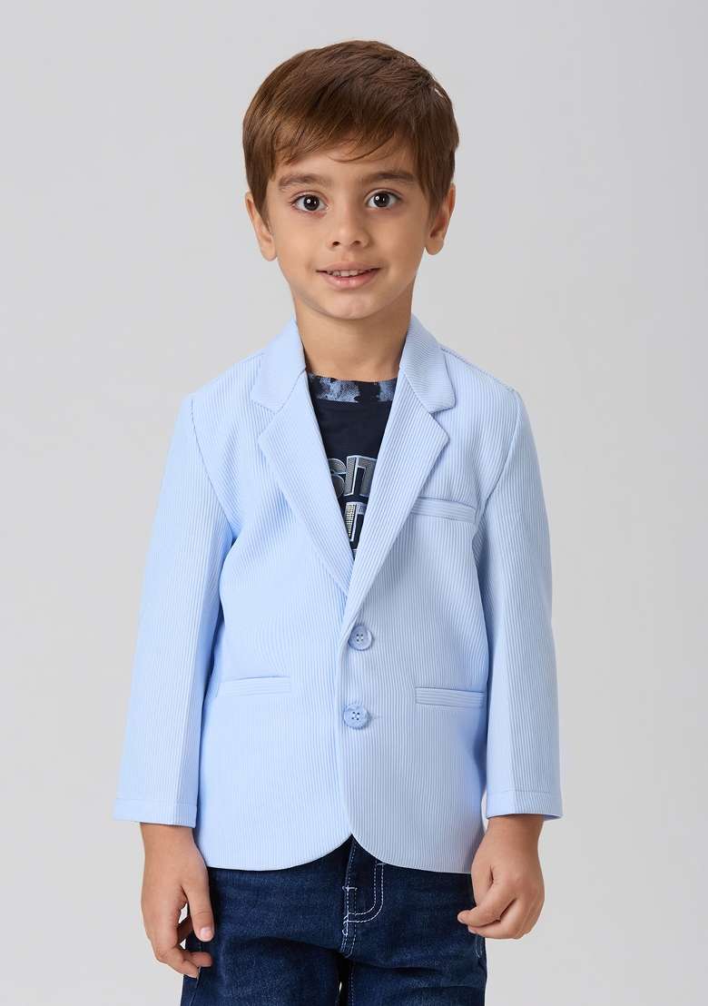 Sky Blue Printed Lycra Suit Set For Boy - Indya