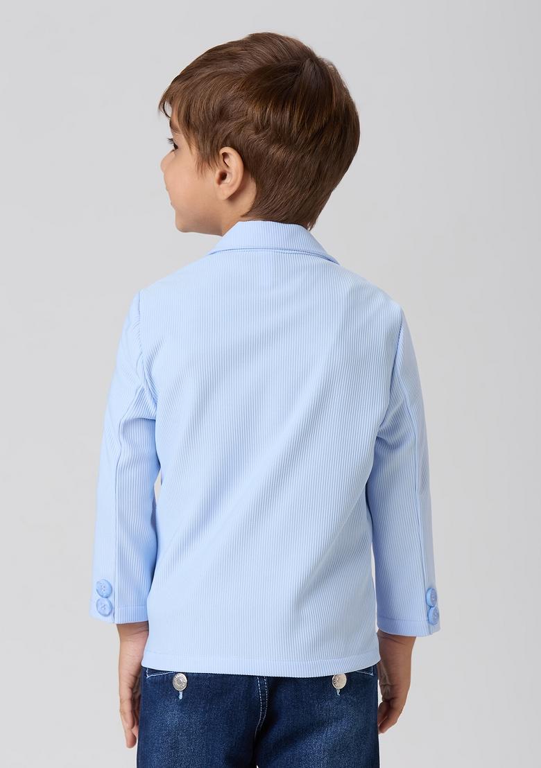 Sky Blue Printed Lycra Suit Set For Boy