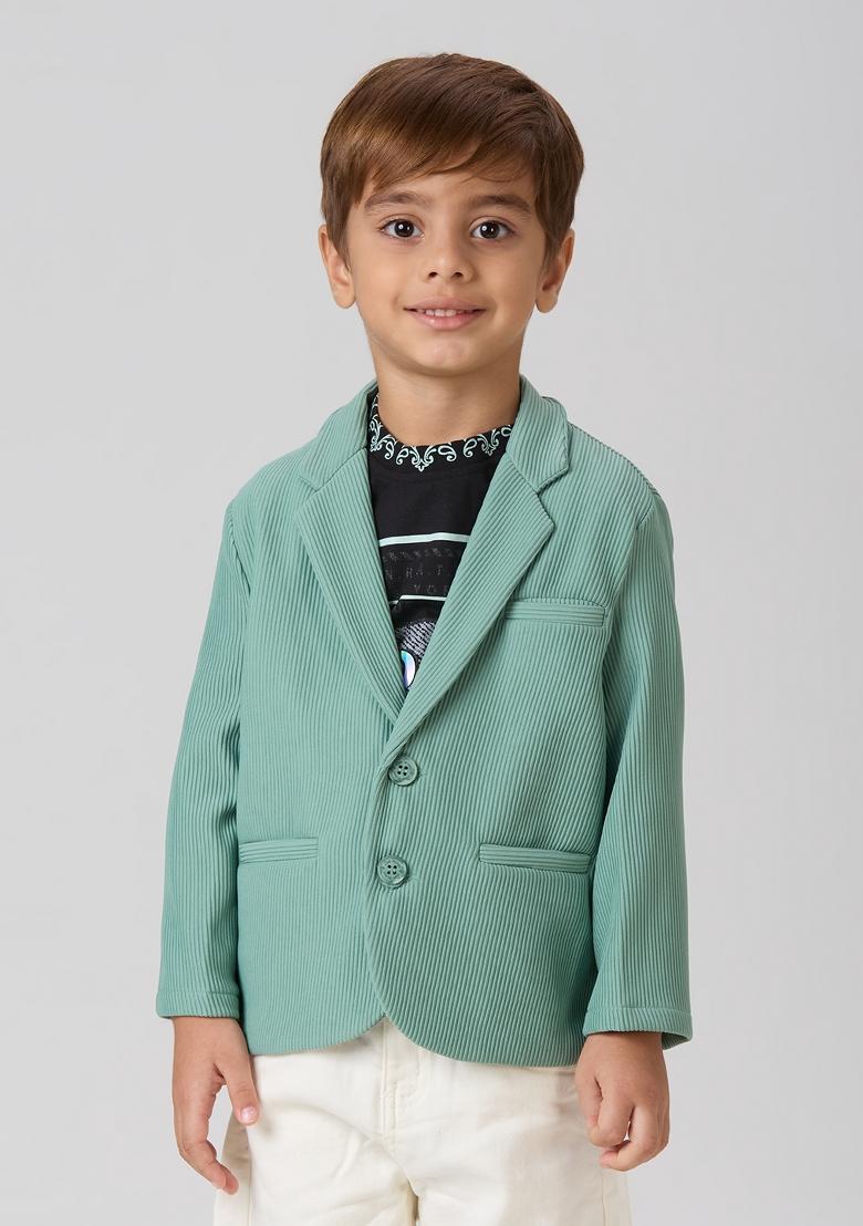 Green Printed Lycra Suit Set For Boy