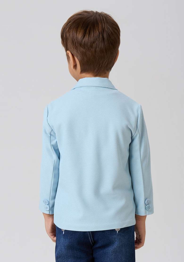 Blue Printed Lycra Suit Set For Boy - Indya