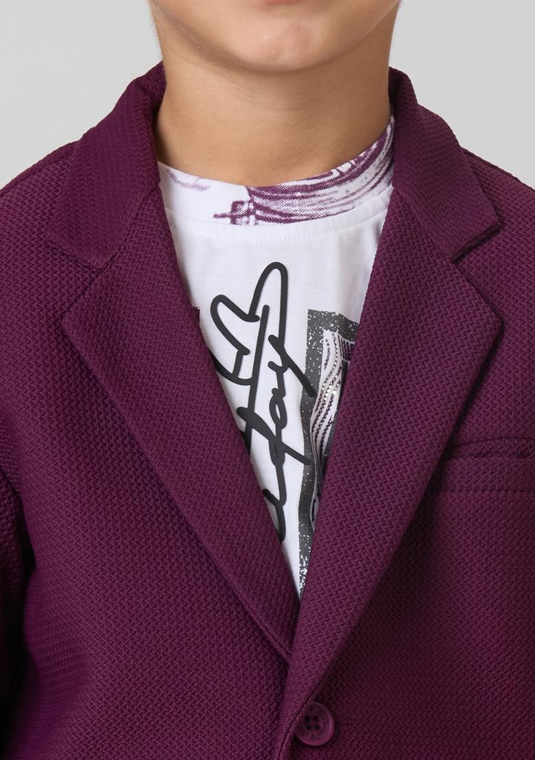 Wine Printed Lycra Suit Set For Boy