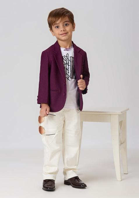 Wine Printed Lycra Suit Set For Boy