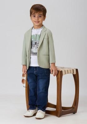 Pista Green Printed Lycra Suit Set For Boy