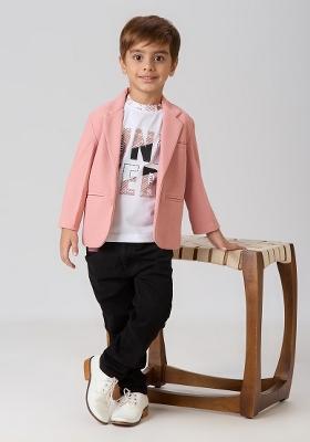 Baby Pink Printed Lycra Suit Set For Boy