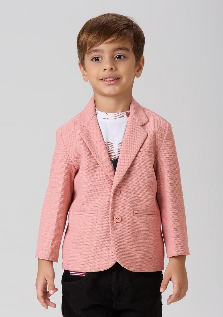 Baby Pink Printed Lycra Suit Set For Boy