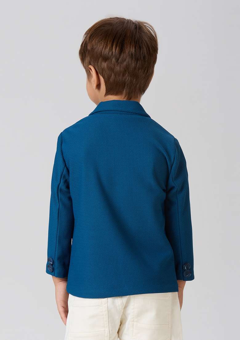 Navy Blue Printed Lycra Suit Set For Boy - Indya