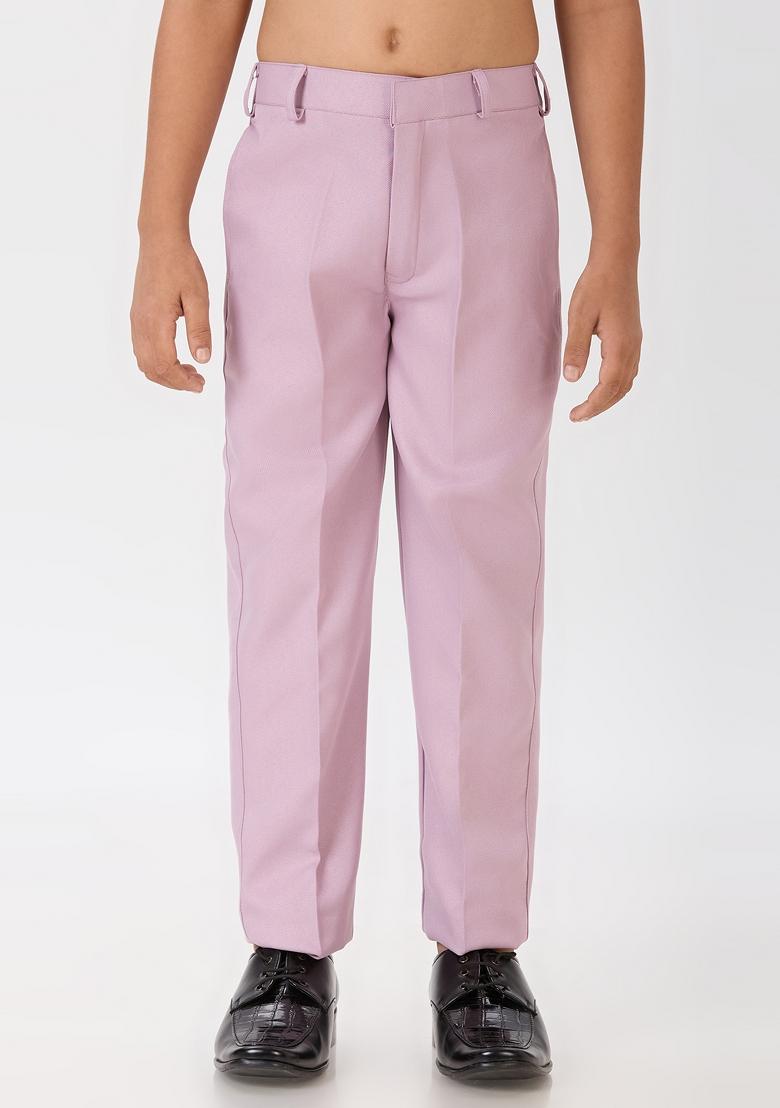 Cream Solid Poly Cotton Kurta Set For Boy