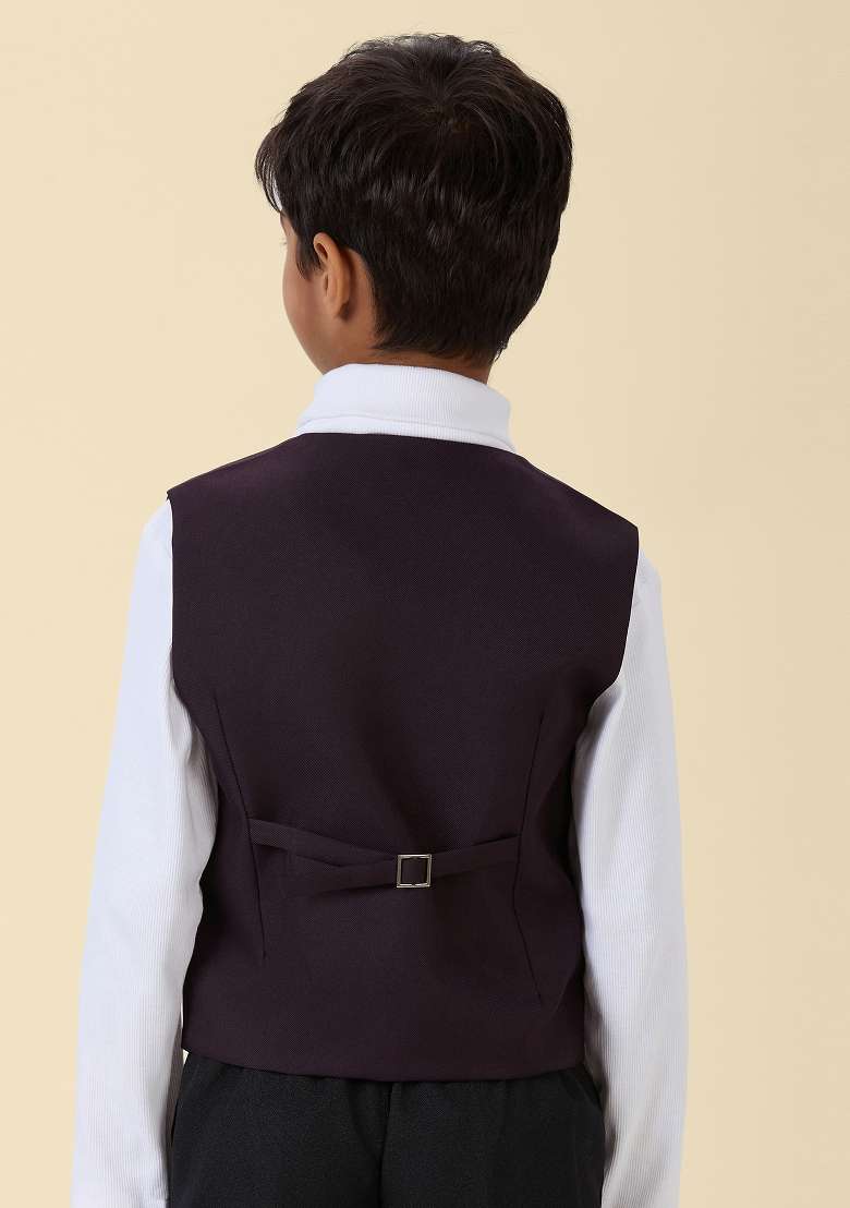 Wine Solid Poly Cotton Blazer For Boy - Indya