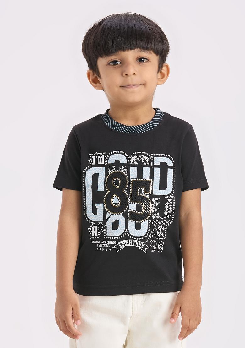 Grey Printed Lycra Suit Set For Boy