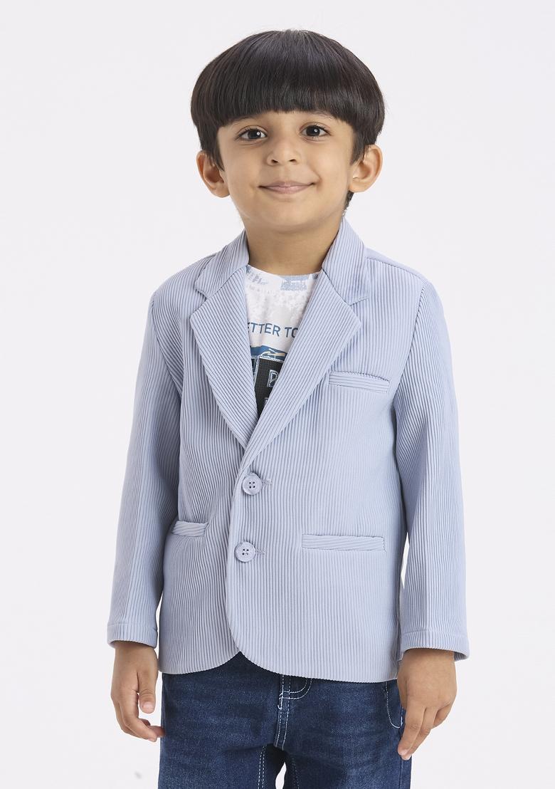 Sky Blue Printed Lycra Suit Set For Boy
