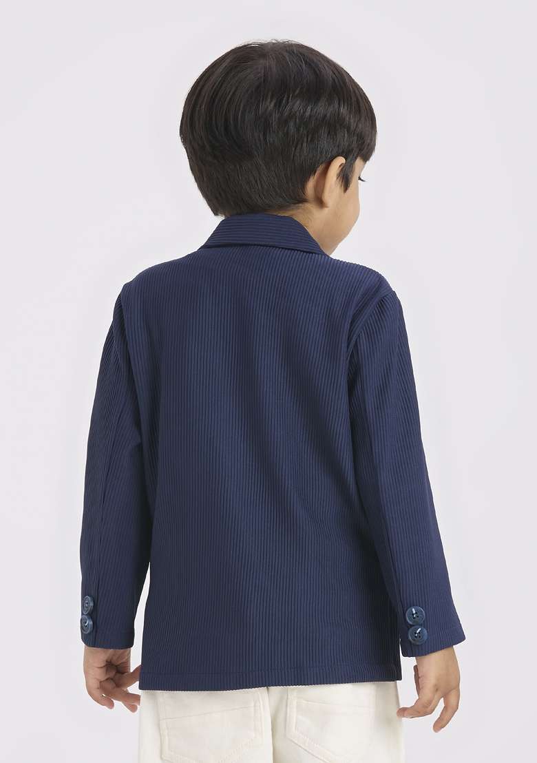 Navy Blue Printed Lycra Suit Set For Boy - Indya