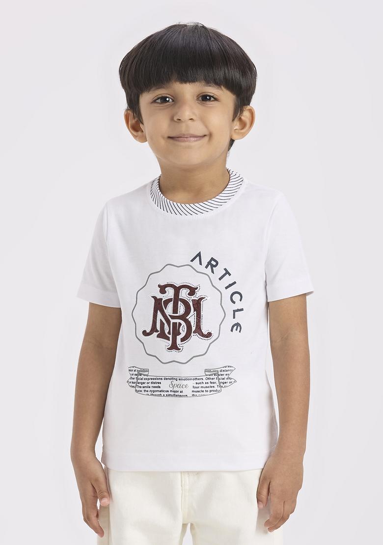 Navy Blue Printed Lycra Suit Set For Boy