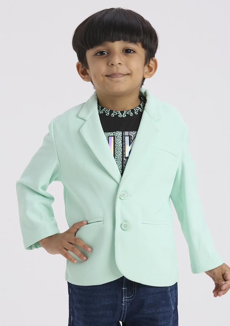 Neon Green Printed Lycra Suit Set For Boy