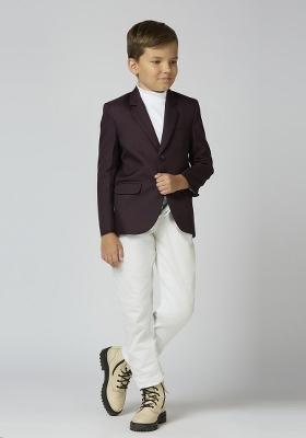 Wine Solid Poly Cotton Blazer For Boy