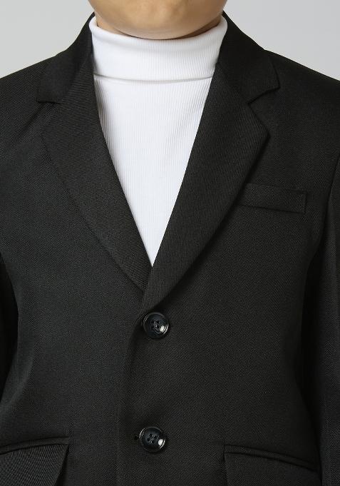 Black Solid Poly Cotton Blazer For Boy