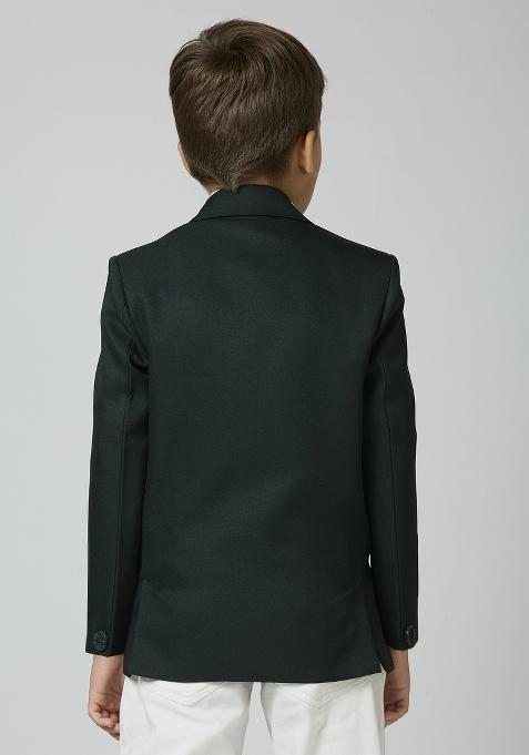 Bottle Green Solid Poly Cotton Blazer For Boy