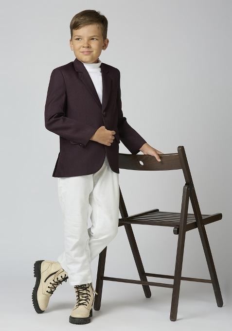 Maroon Solid Poly Cotton Blazer For Boy
